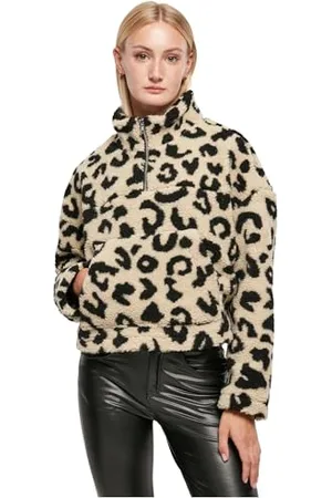 Urban classics Damen TB5450-Ladies Short AOP Sherpa Troyer Strickjacke, , M