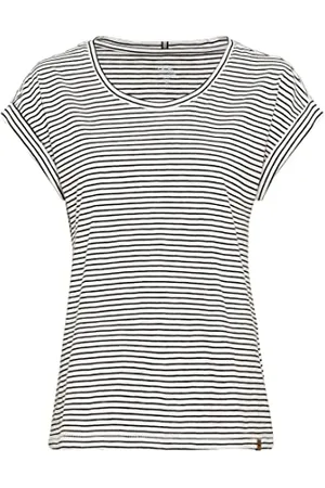Camel Active Damen gestreiftes Kurzarm Reiner Baumwolle T-Shirt, , L