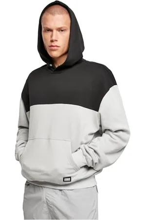 Urban classics Herren Upper Block Hoody Kapuzenpullover, Lightasphalt/Schwarz, XXL