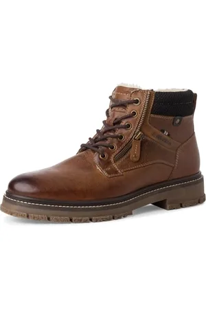 QS by s.Oliver Herren Stiefel zum Schnüren mit Reißverschluss Gefüttert, Braun (Cognac), 42 EU