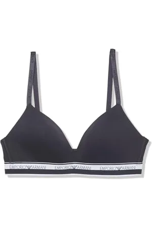 Emporio Armani Gepolsterter Triangel-BH aus Stretch-Baumwolle mit Logoband