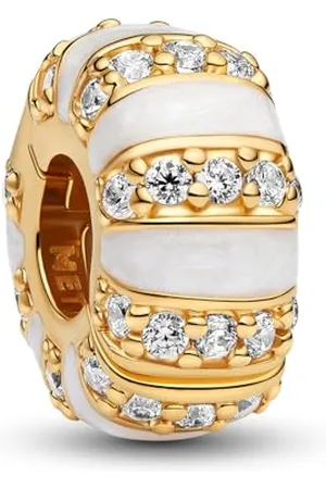 PANDORA Moments Steine & Emaille Clip-Charm aus 14K vergoldetem Sterling Silber mit Zirkonia, Kompatibel Moments Armbändern, 763785C01