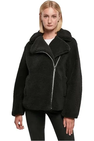 Urban classics Damen TB5433-Ladies Sherpa Biker Jacket Jacke, Black, L