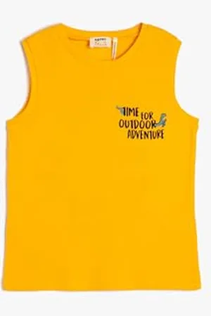 Koton Boys Tank Top Cotton Crew Neck Ribbed Embroidered Detail