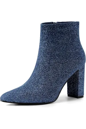 Allegra K Damen Glitzer Spitze Zehe Chunky Heel Stiefeletten, , 38 EU