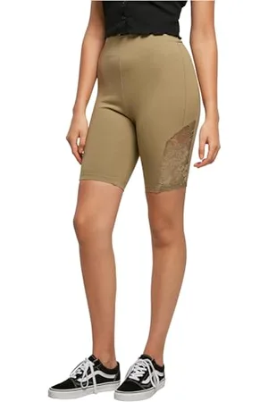 Urban classics Damen TB4790-Ladies High Waist Lace Inset Cycle Yoga-Shorts, , XL