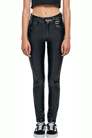 Urban classics Damen TB5455-Ladies Mid Waist Synthetic Leather Pants Hose, Black, 31