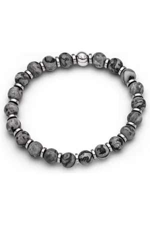 DUR Armband mit grauem Jaspis, Hämatit und 925er Sterling-Silber – Stilvolles Design mit natürlichen Steinen, Maße: 6 mm x 190 mm, A1607.16