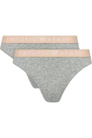 Emporio Armani Damen Iconic Logoband 2-Pack Brasilian Halber Slip, , L