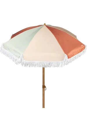 Aktive Strandschirm, 200 cm, mehrfarbig, mit Fransen, 8 Rippen, UV30-Schutz, Polyester, Aluminiummast in Holzoptik, 28/32 mm, inklusive Tragetasche mit Schultergurt (62431)