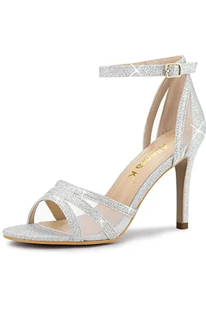 Allegra K Damen Glitzer Knöchelriemen Stiletto Heels Sandalen, , 39.5 EU