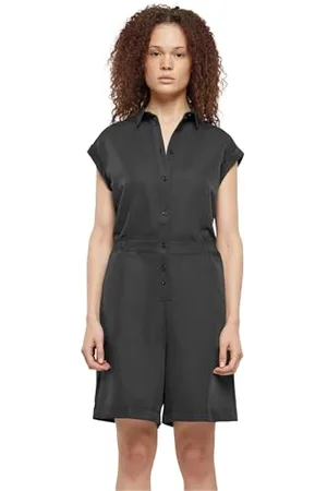 Urban classics Damen Trainingsanzug Ladies Viscose Twill Jumpsuit, Twill Jumpsuit für Frauen, mit Gürtel, black, S