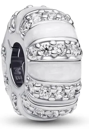 PANDORA Moments Steine & Emaille Clip-Charm aus Sterling Silber mit Zirkonia, Kompatibel Moments Armbändern,793785C01