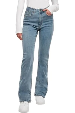 Urban classics Damen TB5467-Ladies Highwaist Straight Slit Denim Pants Hose, , 33