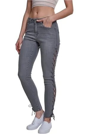 Urban classics Damen TB2003-Ladies Denim Lace Up Pants Skinny Jeans, , 34 (Herstellergröße: 26)