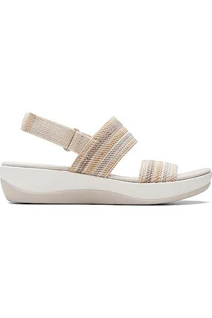 Clarks Damen Arla Stroll Flache Sandalen, Beige Combi, 37 EU