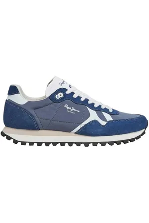 Pepe Jeans Herren Brit-On Print M Sneaker, Blau (Dark Denim Blue), 9