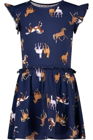 Salt & Pepper Girls Dress AOP Horses