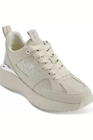 DKNY Damen Zofi Lace Up with Logo Sneaker, Weiß (Soft White), 37 EU