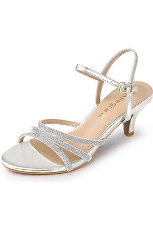 Allegra K Damen Knöchelriemen Strass Kätzchen Absatz Sandalen, , 40 EU