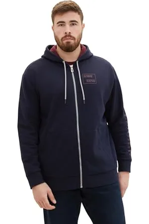 TOM TAILOR Herren Plussize Sweatjacke mit Kapuze , sky captain blue, 2XL