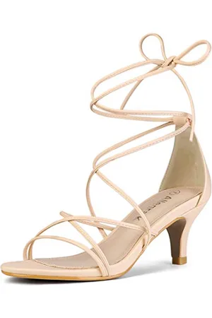 Allegra K Damen Riemchen-Sandalen mit Kitten-Absatz zum Schnüren 38