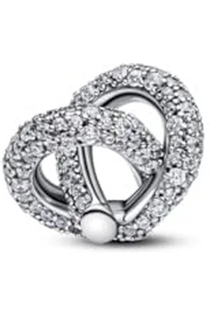 PANDORA Moments Pavé Unendlichkeitsknoten Herz-Charm aus Sterling Silber mit Zirkonia, Kompatibel Moments Armbändern, 793771C01