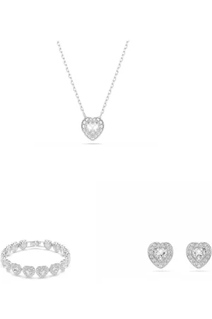 Swarovski X Ariana Grande Anhänger, Armband & Ohrringe, gemischte Schliffe, Herz, Weiß, rhodiniert