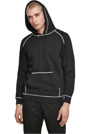 Urban classics Herren TB3687-Contrast Stitching Hoody Kapuzenpullover, Black, M