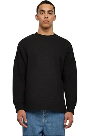 Urban classics Herren TB3092-Cut On Sleeve Naps Interlock Crew Pullover, Black, M