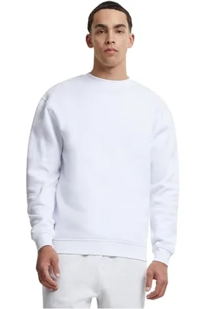 Urban classics Herren Sweatshirt Crewneck Fleece-Sweatshirt, lässiges Sweatshirt für Männer, Loose Fit, , white, L