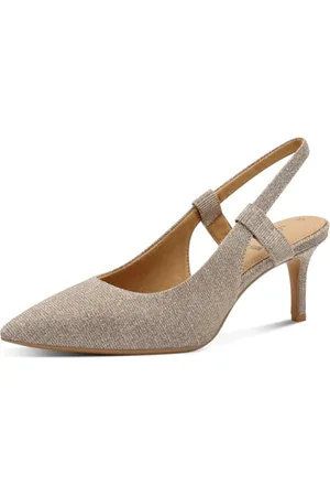QS by s.Oliver Damen Slingpumps mit Stilettoabsatz Spitz, Gold , 42 EU