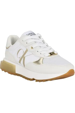 Calvin Klein Damen Magalee Sneaker, Weiß/Gold 142, 36.5 EU