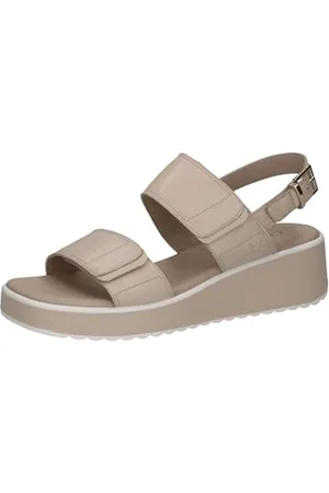 Caprice Damen Sandalen mit Keilabsatz aus Leder Wedges, Weiß , 42 EU