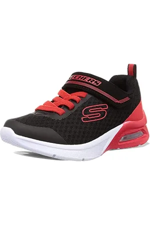 Skechers Jungen 403773l BKRD Sneaker, Schwarzer Textil-roter Rand
