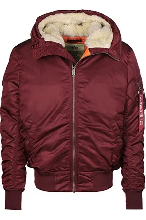 Alpha Industries Herren MA-1 Hooded Bomberjacke, Burgundy, Small