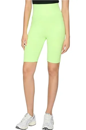 Urban classics Damen Ladies Radler-Hose High Waist Cycle Yoga-Shorts, 2er pack, , electriclime/black, XS