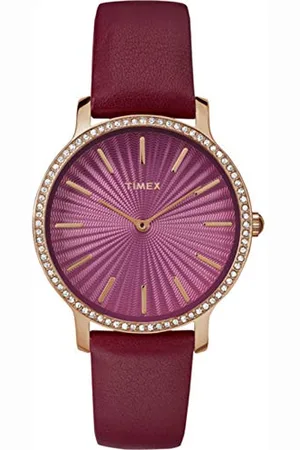 Timex Damen Analog Quarz Uhr mit Leder Armband TW2R51100