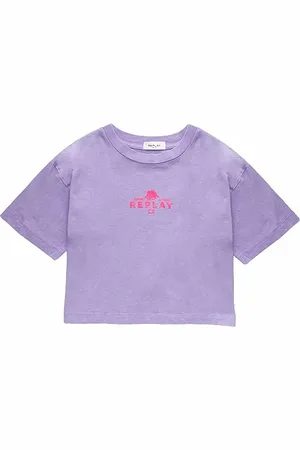 Replay Mädchen T-Shirt Kurzarm aus Baumwolle mit Logo, (Violett), 14 Jahre