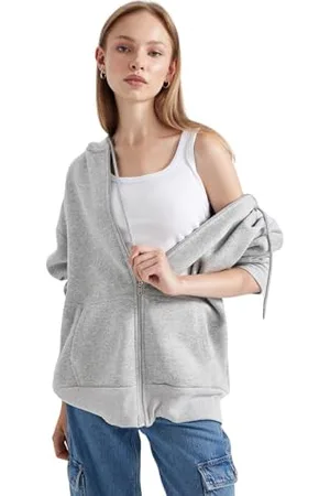 DeFacto Damen V7995az Cardigan Sweater, Grau, M EU