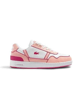 Lacoste Mädchen Low-Top Sneaker T-Clip 223 5 SUJ, Kinder Halbschuhe,Laufschuhe,schnürschuhe,schnürer,straßenschuhe,Weiss/ROSA (1Y9),37 EU / 4 UK