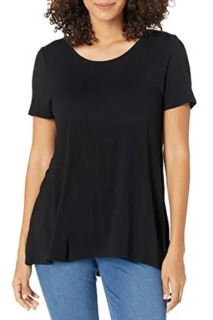 Amazon Damen Kurzärmliges Swing-T-Shirt mit U-Ausschnitt und lockerer Passform (in Übergröße erhältlich), , M