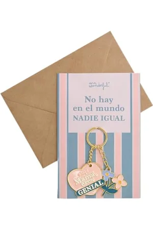 Mr Wonderful Mr.Wonderful Postkarte mit Schlüsselanhänger - Es gibt niemand auf der Welt gleich. Mama, du bist genial - Set aus Postkarte + Schlüsselanhänger aus Metall - Geschenk zum Muttertag, , Estandar