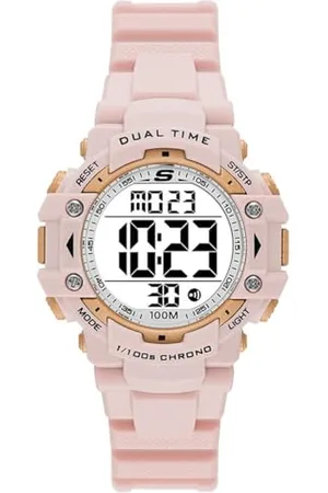 Skechers Uhr für Damen Rossmoor, Digitales Uhrwerk, 38mm Rosa Polyurethan Gehäuse mit einem Polyurethan Armband, SR2117