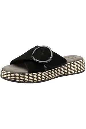 Tamaris Comfort Damen Pantoletten aus Leder mit Klettverschluss, (Black), 42 EU