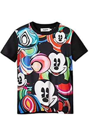 Desigual Womens TS_Mickey Marbles T-Shirt, Black, S