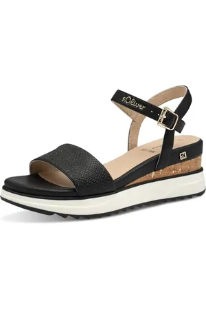 QS by s.Oliver Damen Sandalen mit Keilabsatz Vegan, (Black), 41 EU