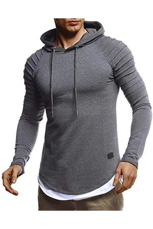 LEIF NELSON Herren Kapuzenpullover Slim Fit Baumwolle-Anteil Moderner weißer Herren Hoodie-Sweatshirt-Pulli Pullover-Shirt mit Kapuze LN8155 XX-Large