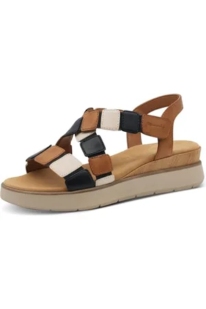 Tamaris Comfort Damen Sandalen flach aus Leder Sommer, Mehrfarbig , 41 EU
