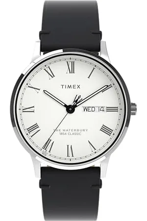 Timex Herren Analog Uhr mit Leder Armband Waterbury Traditional